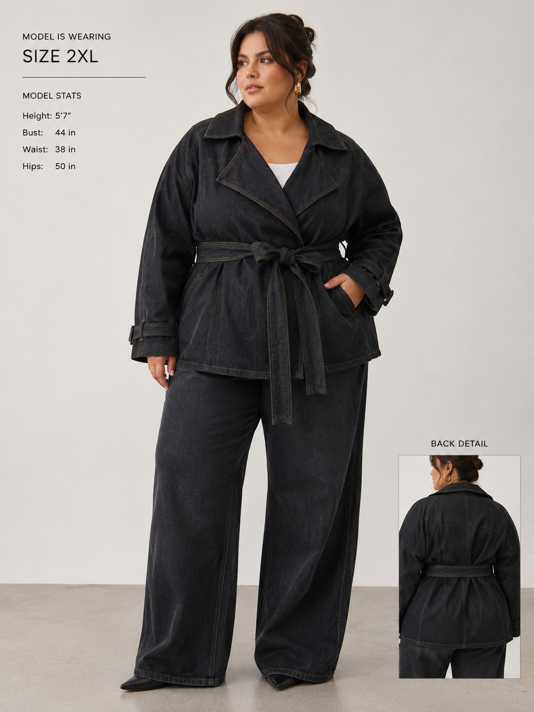 Black Denim Wrap Jacket
