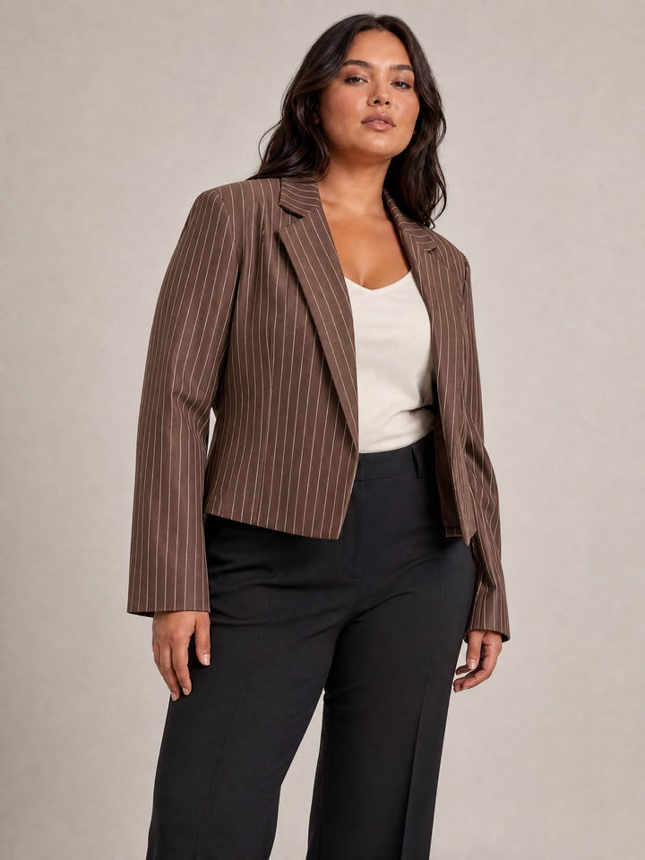 Brown Pinstripe Tailored Coat