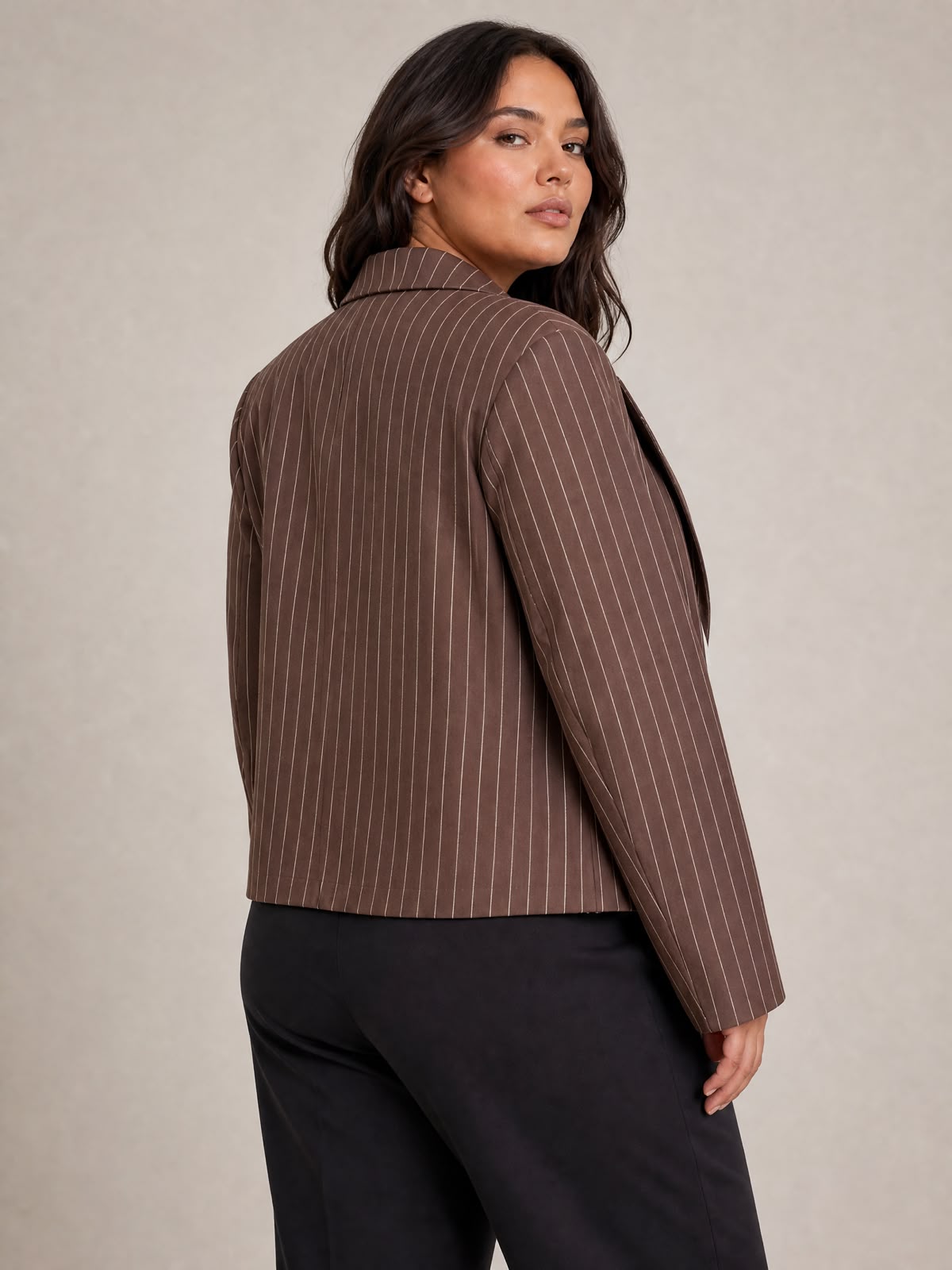 Brown Pinstripe Tailored Coat