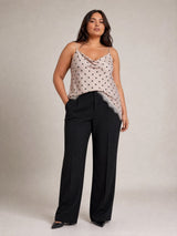 Cream and Black polka-dot camisole