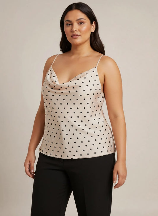 Cream and Black polka-dot camisole