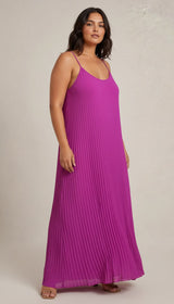 Magenta Pleated Maxi Dress