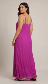 Magenta Pleated Maxi Dress