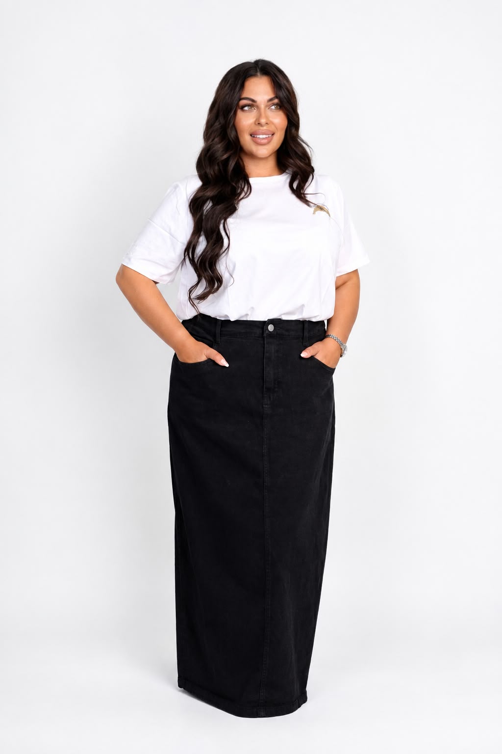 Naya Maxi Jeansrock – Black Denim