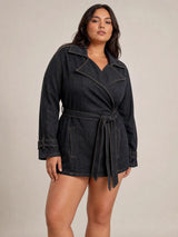 Black Denim Wrap Jacket