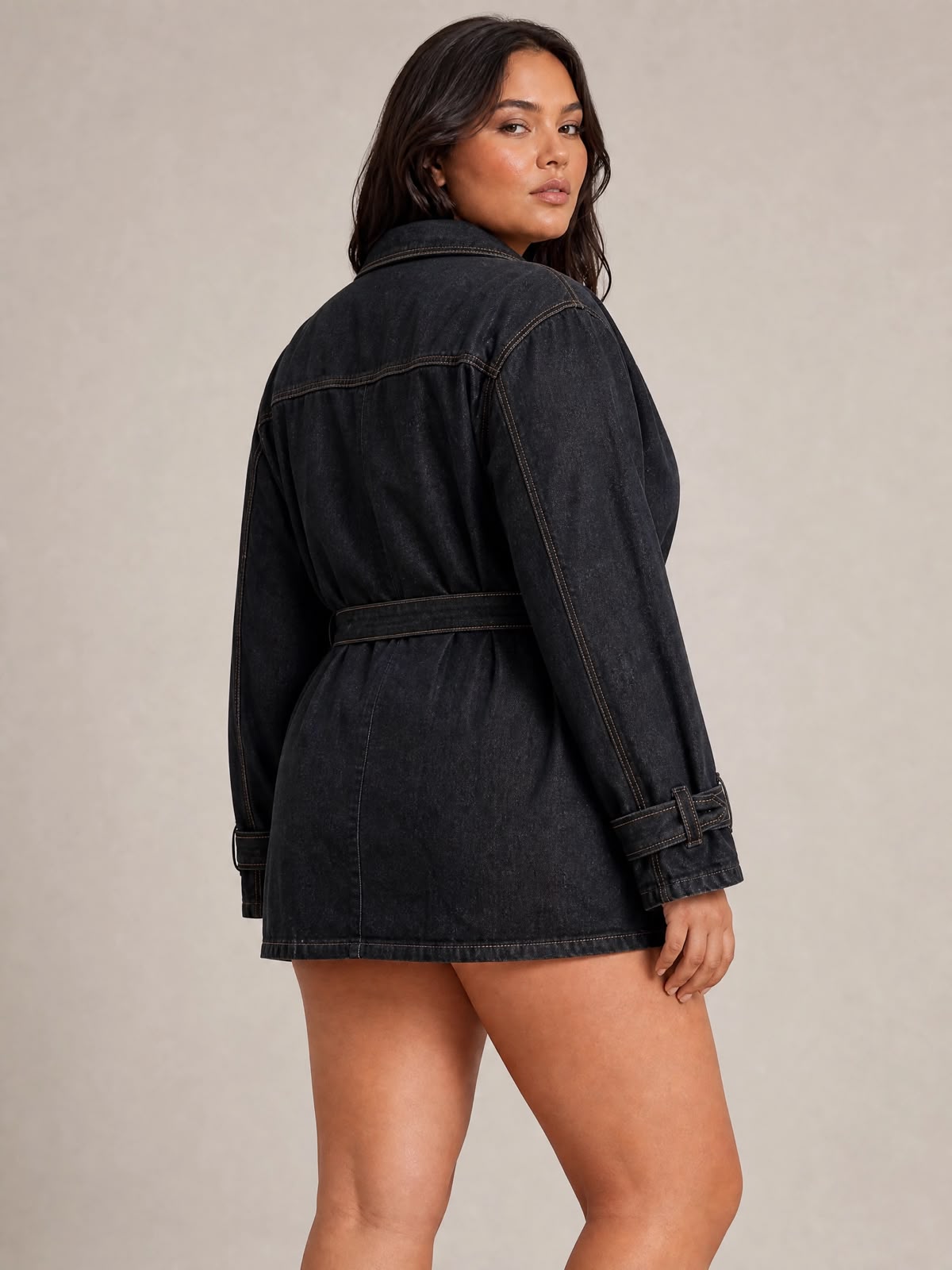 Black Denim Wrap Jacket