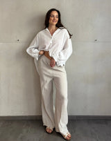Unifarbene Musselinhose aus 100% Baumwolle