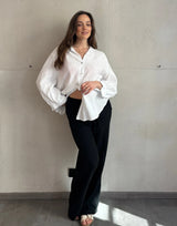 Unifarbene Musselinhose aus 100% Baumwolle