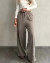 Unifarbene Musselinhose aus 100% Baumwolle